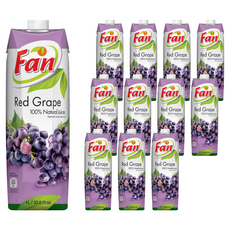 Fan果芬 100%紅葡萄汁, 12瓶裝, 1公升, 天然健康, 口感香醇, 12瓶, 1L