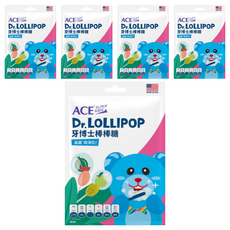 ACE SUPER KIDS 牙博士棒棒糖 Set 8支, 美國牙科博士研發, 含50%膳食纖維, 添加維生素C, 無糖低熱量, 西瓜+青蘋果, 60g, 5袋