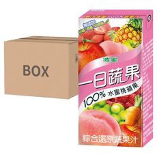 波蜜 一日蔬果 100%水蜜桃蘋果蔬果汁, 24入, 無添加砂糖、色素、防腐劑, 160ml