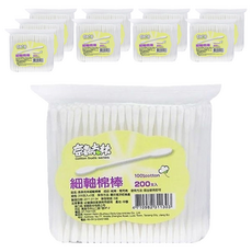 奈森克林 細軸棉花棒 200支/組, 採用100%最親膚柔軟棉, 緊實纏繞不脫棉絮, 10包