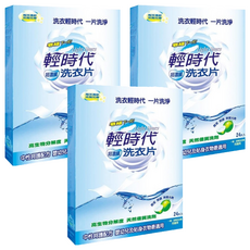 輕時代 超濃縮洗衣片 24片, 高生物分解度，天然優質洗劑，中性呵護配方，嬰幼兒及貼身衣物適用, 3盒