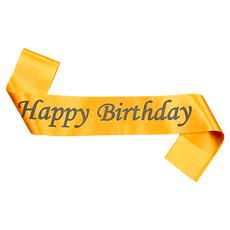 生日背帶, 尺寸約長160cm*寬9.5cm, Happy Birthday, 160 x 9.5cm, 金色, 1個