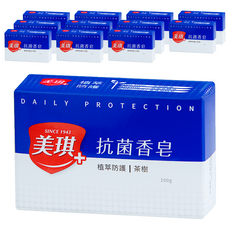 美琪 抗菌香皂，植萃防護，含茶樹/白麝香/草本，100g, 12個