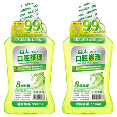 T.KI 白人口腔護理漱口水 清新綠茶 550ml, 2瓶入，99.9%抑菌效果, 2瓶