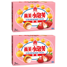 義美 小泡芙 草莓 3包, 171g, 2盒