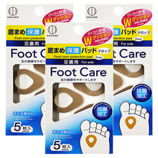 KOKUBO 小久保足部軟墊足底水泡保護墊水滴形5片3包，舒適減壓，抗菌衛生, 155 x 74 x 10mm, 3包