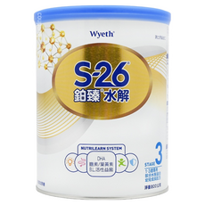 Wyeth 惠氏 S-26 鉑臻水解幼兒成長配方 3號, 含有DHA, 葉黃素, 膽素成分, 幫助消化，維持健康，成長無憂, 800g, 1罐