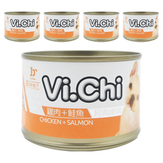 Vi.Chi 全犬種犬罐 80g, 維生素B群+E, 寡糖, 多種口味可選, 雞肉 + 鮭魚, 160g, 5罐