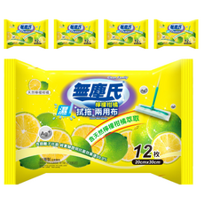 無塵氏 檸檬柑橘 拭拖兩用布, 花草精油與食品級香料, 橘子油溫和配方, 去污保養, 茶樹清新/檸檬柑橘/薰衣草香氛, 30 x 20cm, 5包