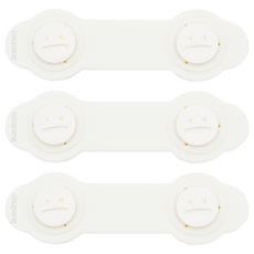 aguard Smile Wink 對開櫃安全扣 2入裝, 簡約質感素色搭配可愛逗趣表情, 可固定抽屜，保護孩童安全, 不含雙酚A、塑化劑，安心使用, 白色, 3組