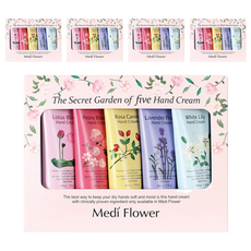 MediFlower 秘密花園護手霜禮盒 Set 5條, 蓮花 薰衣草 牡丹 白百合 薔薇, 韓國原裝進口, 5盒