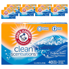 ARM&HAMMER 柔軟香衣紙 清新香, 40張, 衣物柔軟, 防止靜電, 10盒