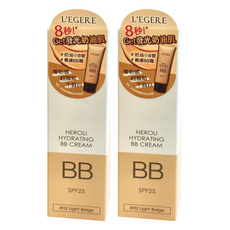 L'EGERE 橙花原液保濕BB霜 SPF25 #02 明亮色, 潤色遮瑕 保濕提亮 毛孔隱形 物理防曬, 02明亮色, 25ml, 2條