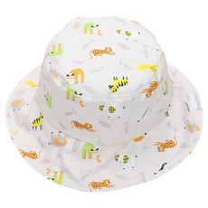 flapjackkids 雙面輕量遮陽帽 UPF50+，防曬帽, 動物園 灰色, S 6-24m