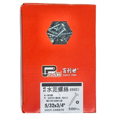PANRICO 百利世 水泥螺絲, 鍍鋅 5/32x3/4" 威華頭粗牙, 500入, 5/32 x 3/4", 1盒