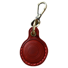 真皮頭層瘋馬牛皮 AIRTAG 皮套鑰匙圈, AIR TAG防丟器皮套, 酒紅色, 1個