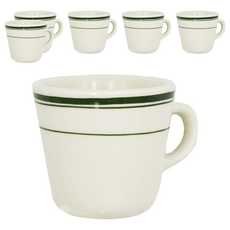 Tuxton 磁咖啡杯 綠邊 7oz TGB-001, 白色, 1個