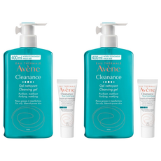 Avene 雅漾 控油清爽潔膚凝膠400ml + 毛孔隱形精華 5ml 套裝, 適合油性/瑕疵肌膚, 2組
