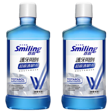 Smiling 百齡 護牙周到漱口水 超級護齦W 晶鹽薄荷, 有效去除牙周病菌 無酒精成分, 750ml, 2瓶