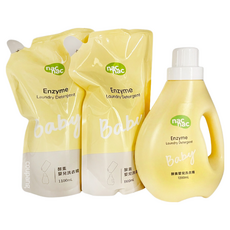 nac nac 酵素嬰兒洗衣精 1.2L + 補充包1.1L 2包, 3.4L, 1組