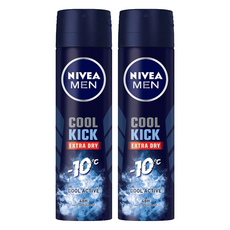 NIVEA 妮維雅 瞬間酷涼系列 男士止汗爽身噴霧 舒活麝香，體感瞬降10°C，48小時止汗抑味, 150ml, 2瓶