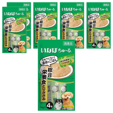 INABA 啾嚕 狗用肉泥 綜合營養食 雞肉口味 14gx4入 日本國產 綠茶消臭成分配方 條狀包裝, 雞肉, 56g, 6袋