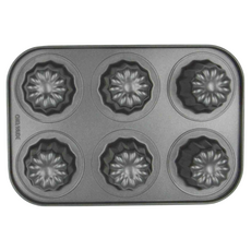 CHEFMADE 學廚 金鋼黑 6連可麗露模 WK9864, 6杯不粘 Cannele Mould, 26.7 x 18.1 x 5.1cm, 1個