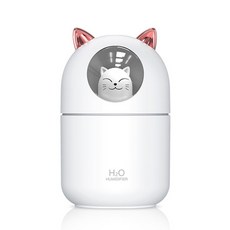 가디언 야옹이 USB 저소음 미니 가습기 무드등 대용량, 화이트