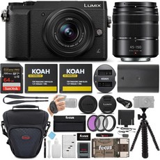 파나소닉 LUMIX GX85 미러리스 카메라(블랙) 12~32mm 45~150mm 렌즈 64GB SD카드 액세서리(6개) 번들