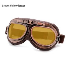 오토바이 크루저 카페 스쿠터용 레트로 빈티지 파일럿 고글 모터, 5.brown-Yellow