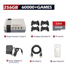 KINHANK 슈퍼 콘솔 X 큐브 레트로 게임 콘솔 지지대 60000 비디오 에뮬레이터 아케이드 DC 나오미 MAME용 게임패드 포함 70 개, CHINA, 256G wireless-4, AU PLUG