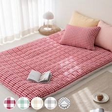 [올리비아데코] 실용성만점 보네르체크 누비 요커버+요솜SET (S/Q), 요커버Q+기능성목화_레드_01_O23AZE06Q