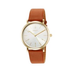 DKNY 여성용 시계 미네타 쿼츠 브라운 가죽 실버 톤 NY2613