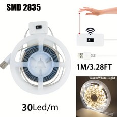 경광등 비상등 싸이키 USB PIR LED 스트립 조명 DC 5V 스마트 조광기 모션 센서 스위치 켜기/끄기 제어 백라이트 테이프 TV 램프 침실 홈 장식, [03] warm white 1M, 1개