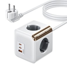 Toocki GaN C타입 PPS 2C1A 3포트 4구 4000W 고용량 접지형 멀티탭 충전기 C28, 1개, 화이트, 1.5m