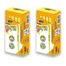 BIC 브라이트 라이너 하이라이터 12개입 2팩 옐로우 형광펜 BIC BICBL11YW Brite Liner Highlighter Chisel Tip Yellow