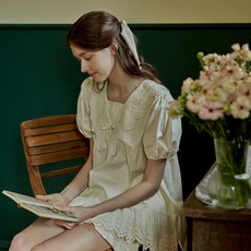 벨라 반팔 투피스 크림 (40수)