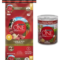 번들: Purina ONE SmartBlend Lamb Rice 성인용 건식 강아지 사료 부드러운 그레이비 양고기 현미 앙트레 성인 통조림 식품