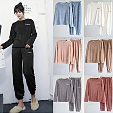 부드러운 극세사 따스하고 느낌 여자 잠옷세트 수면 레터링