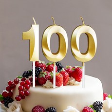 빅사이즈 생일초 케이크픽 특이한 메탈릭 골드 숫자초, 1개