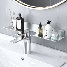 무타공 욕실선반 수전형 80cm 세면대 정리 거치대, 색상:화이트, 단품