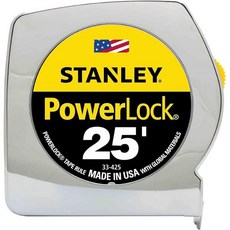 Stanley 33425 Powerlock II 파워 리턴 룰 2 5cm x 7 6m(1인치 25피트) 크롬/옐로우, 1개