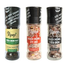 바베큐시즈닝 3종 통흑후추+페퍼솔트+칠리솔트 그라인더용기, 1개