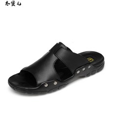 트리비 빅사이즈캐주얼샌들 아래의 계절이다 50 가포수 와이드 발 오버핏 순 가죽 이중사용 트렌드 남성 편안 소프트 밑창