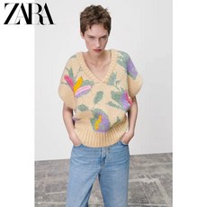 ZARA 자라 자수 니트 조끼 베스트