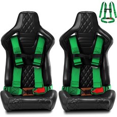 ModifyStreet 레이싱 안전벨트 자동차 벨트 2 X 유니버설 H 스타일 그린 3인치 스트랩 4점 하네스 쌍 Q1276318