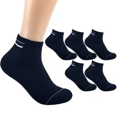 더베이직 남성용 두꺼운 이중쿠션 두줄 스포츠 단목 양말 6켤레, 블랙, 6개