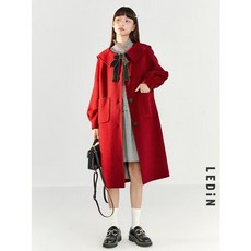 가을 겨울 울 모직 버건디 코트 여중 롱 키