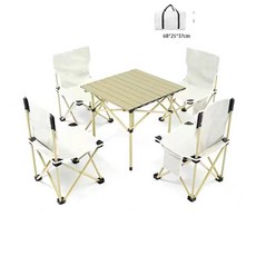 접이식캠핑 미니테이블 경량 야외 등산 낚시 알루미늄재, 스퀘어 테이블 거대한 숫자 의자 5 개