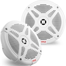Pyle 6.5인치 마린 스피커페어 600W 전력 및 로우 프로파일 디자인의 2방향 IPX4 방수 내후성 실외 오디오 듀얼 스테레오 사운드 시스템 PLMR652W 화이트, 1개
